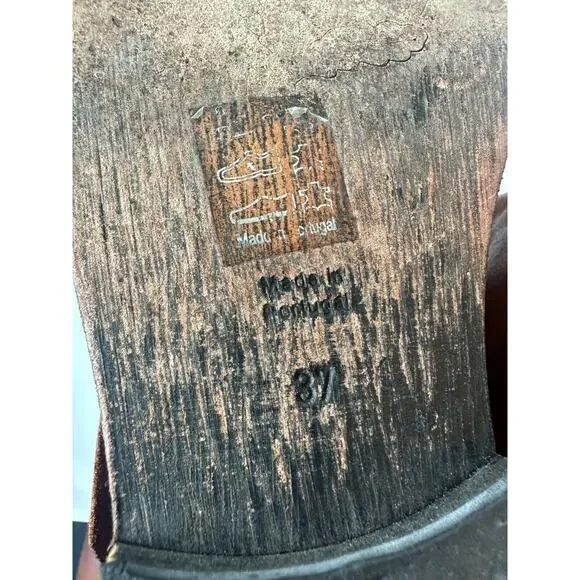 Free People Distressed Wayland Brown Leather Bead Stud Lace-Up Boho Bootie 37 6 - Picture 14 of 16